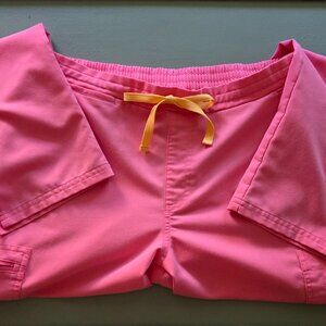Neon Pink Limited Edition FIGS Standard-Waist Cargo Scrub Pants